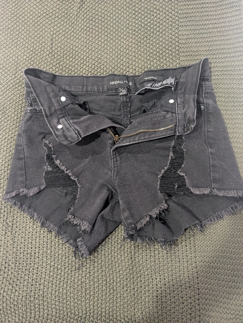 Kendall & Kylie Black Distressed Denim Shorts